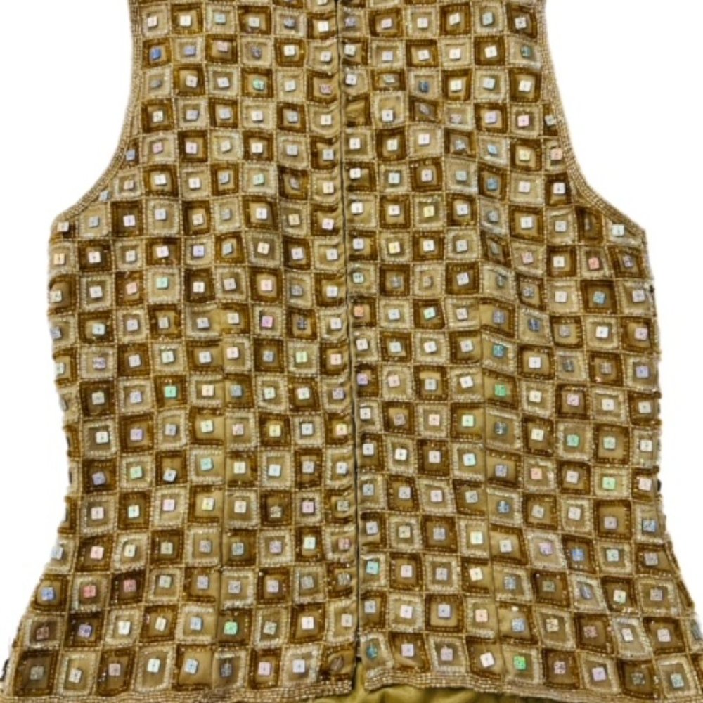 K.C.‎ Malhan Sequined Beaded Sleeveless Small Top Gorgeous! Dressy BOHO CITY - Picture 7 of 11